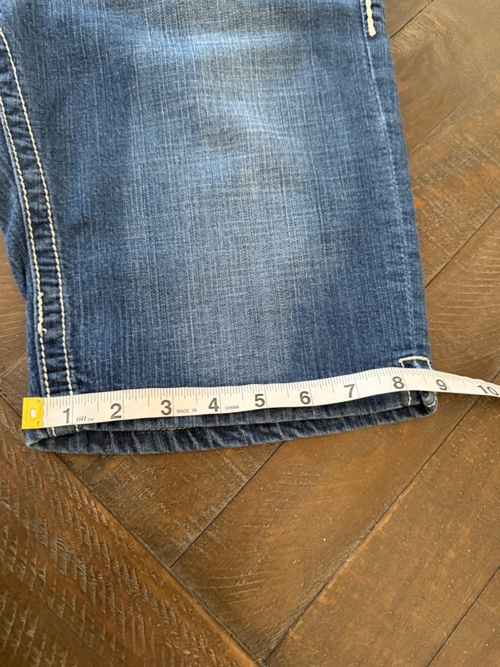 Daytrip Virgo Bermuda Indigo Denim Shorts with Cream Contrast Stitching - Picture 13 of 13